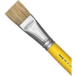 Pincel Artesanal Chato 815 N24 Amarelo com 03 Unidades