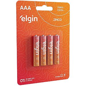 Pilha Zinco Palito AAA ELGIN - 10 Blisters com 4 Unidades Cada
