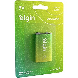 Pilha Bateria 9V Alcalina - ELGIN, 10 Blisters com 1 Unidade