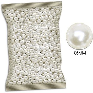 Pedraria Pérola com Furo 6MM - Pacote com 500G Pérola