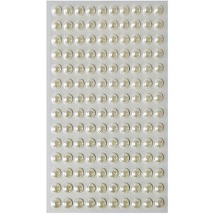 Pedraria 1/2 Pérola 8MM Pérola Adesiva Pacote com 12