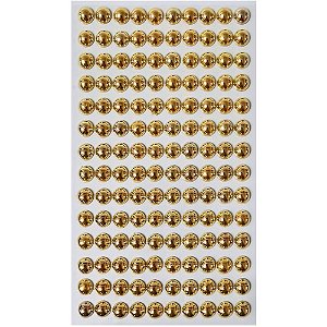 Pedraria 1/2 Pérola 8MM Ouro Adesiva Pacote com 12