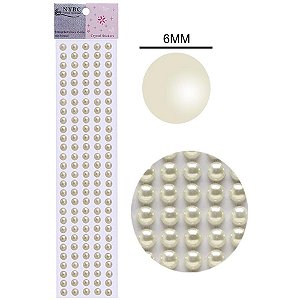 Pedraria 1/2 Pérola 6MM Creme - Cartela