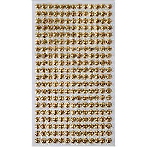 Pedraria 1/2 Pérola 6MM Ouro Adesiva PCT com 12