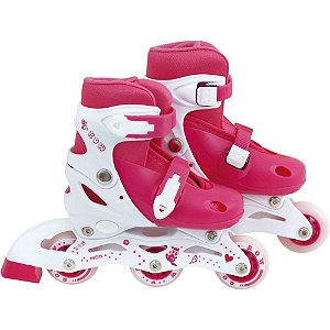 Patins Roller Infantil Rosa Tamanho P (30-33)