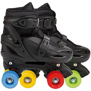 Patins Preto Color 4 Rodas N30-33