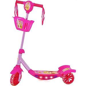 Patinete Rosa com Luz,som e Cesta