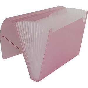 Pasta Sanfonada Plástica A4 com 12 Divisões - Rosa