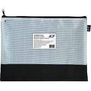 Pasta Malote NYLON com Zíper 25X34,5CM PRETO/CINZA – Pacote com 5 Unidades