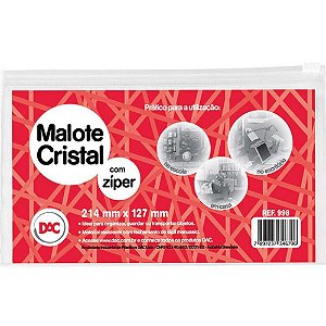 Pasta Malote Cristal com Zíper 214X127MM Pacote com 5