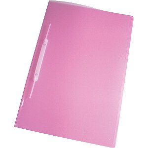 Pasta Grampo Trilho Plástica Ofício Rosa - Pacote com 10 Unidades