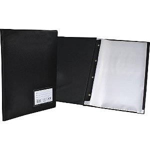 Pasta Catálogo Ofício com 50 Envelopes Finos Preta - Pacote com 5 Unidades