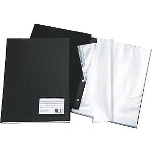 Pasta Catálogo Ofício com 100 Envelopes Finos Preta - PVC