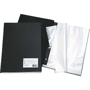 Pasta Catálogo Ofício 10 Envelopes Finos Preta PCT com 10
