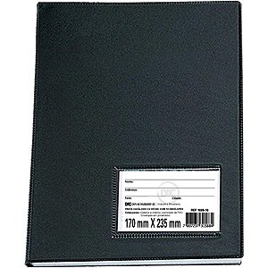 Pasta Catálogo 1/2 Ofício com 10 Envelopes Finos Preta - Caixa com 10