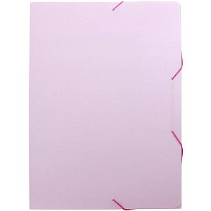Pasta ABA Elástica Plástica Ofício Serena Rosa Pastel - Pacote com 10
