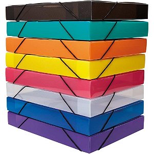 Pasta ABA Elástica Plástica Ofício 40MM Topline Sortida - Pacote com 10 Unidades