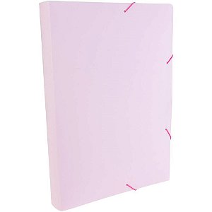 Pasta ABA Elástica Plástica Ofício 40MM Serena Rosa Pastel Pacote com 10