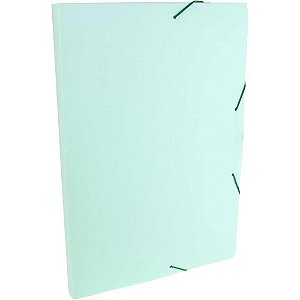 Pasta ABA Elástica Plástica Ofício 20MM Serena Verde Pastel - Pacote com 10 Unidades