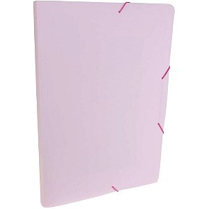 Pasta ABA Elástica Plástica Ofício 20MM Serena Rosa Pastel - Pacote com 10