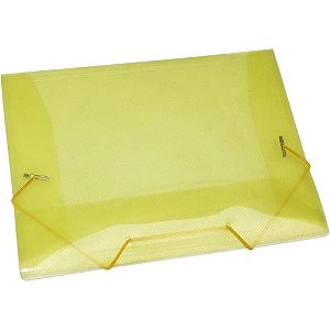 Pasta ABA Elástica Plástica Mini Amarela Pacote com 10