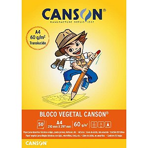 Papel Vegetal Escolar 50 Folhas A4 60G – Bloco Canson