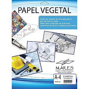 Papel Vegetal A4 60/65G 210X297MM - Caixa com 100 Unidades
