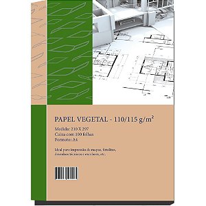 Papel Vegetal A4 110/115G 210X297MM Caixa com 100