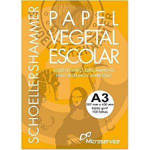 Papel Vegetal A3 60/65G 297X420MM - Pacote com 100 Folhas
