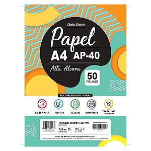 Papel Sulfite A4 120G 40KG Branco - 50 Folhas