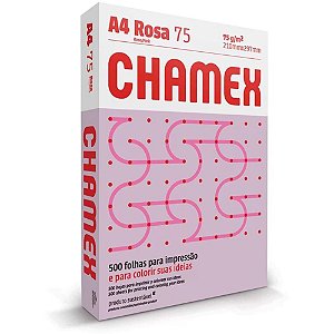 Papel Sulfite A4 Colorido Chamex 75G Rosa - Pacote com 500 Folhas