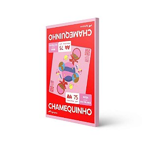 Papel Sulfite A4 Colorido Chamequinho 75G Rosa - Pacote com 100 Folhas