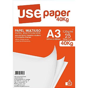 Papel Sulfite A3 Branco 120G – Pacote com 25 Folhas