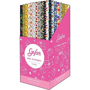 Papel de Presente 100X70CM Personagens Sortidos - Pacote com 75