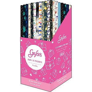 Papel de Presente 100X70CM Criativa Sortidos - Caixa com 75 Rolos