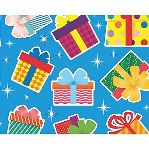 Papel Presente Bobina Couchê 60CM MOD. 429 Presentes em Festas - 100 Metro