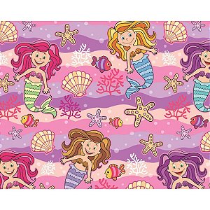 Papel Presente Bobina Couchê 60CM MOD401 Sereia - 100 Metros