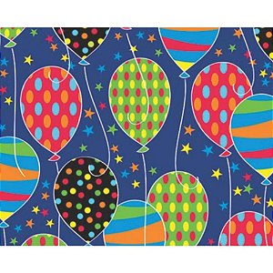 Papel Presente Bobina Couchê 60CM Estampa Balões - 100 Metros
