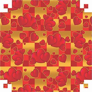 Papel Presente Bobina Couchê 60CM MOD. 235 Coração Vermelho - 100M