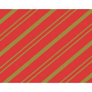 Papel Presente Bobina Couchê 60CM MOD161 Listrado VERMELHO/OURO - 100 Metros
