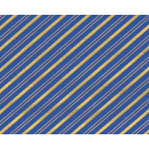 Papel Presente Bobina Couchê 60CM Listrado AZUL/OURO - BO 100 Metros