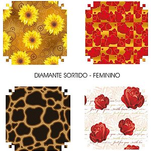 Papel de Presente 60X96CM Couchê Linha Diamante Feminino 4 Modelos Pacote com 40