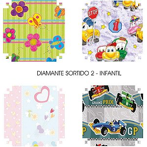 Papel de Presente 50X60CM Couchê Linha Diamante Infantil II - Pacote com 40