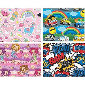 Papel de Presente 50X60CM Couchê Linha Diamante Infantil II - Pacote com 40