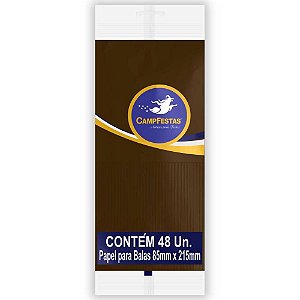Papel para Bala Marrom 90X220MM com Franja - Pacote com 48