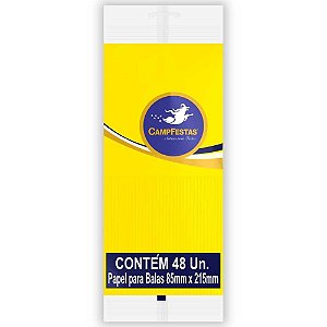 Papel para Bala Amarelo 90X220MM 1 Franja 48 Folhas