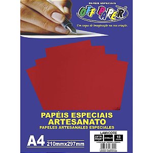 Papel Laminado Lamicote A4 250G Vermelho PCT com 10