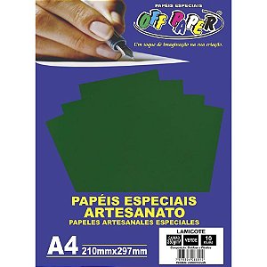 Papel Laminado Lamicote A4 250G Verde - Pacote com 10 Folhas
