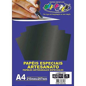 Papel Laminado Lamicote A4 250G Preto - Pacote com 10 Folhas