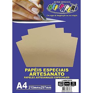 Papel Laminado Lamicote A4 250G Ouro Pacote com 10